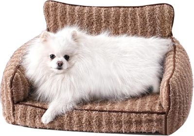 Mewoo Orthopedic Cat Couch For Indoor Cats - 26x19x11.8 Inch Pet Bed With Removable Washable Cover & Non-Slip Bottom, Small Dog Bed For Puppies, Brown (Option: WP154)